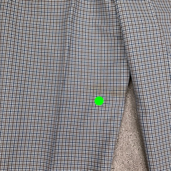 Vintage Trousers Mens 32W 29L Blue Tan Micro Check Plaid Flat Front High Rise - Picture 12 of 13